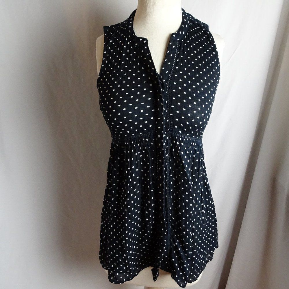 Anthropologie Polka Dot Button Up Blouse Size XS